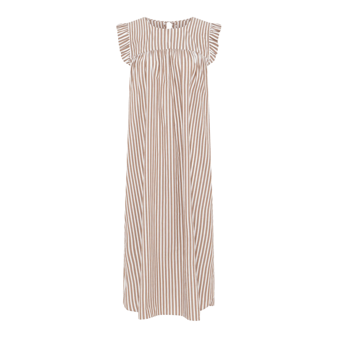 Stockholm Dress - BCI Bomuld - Coffee Wide Stripe