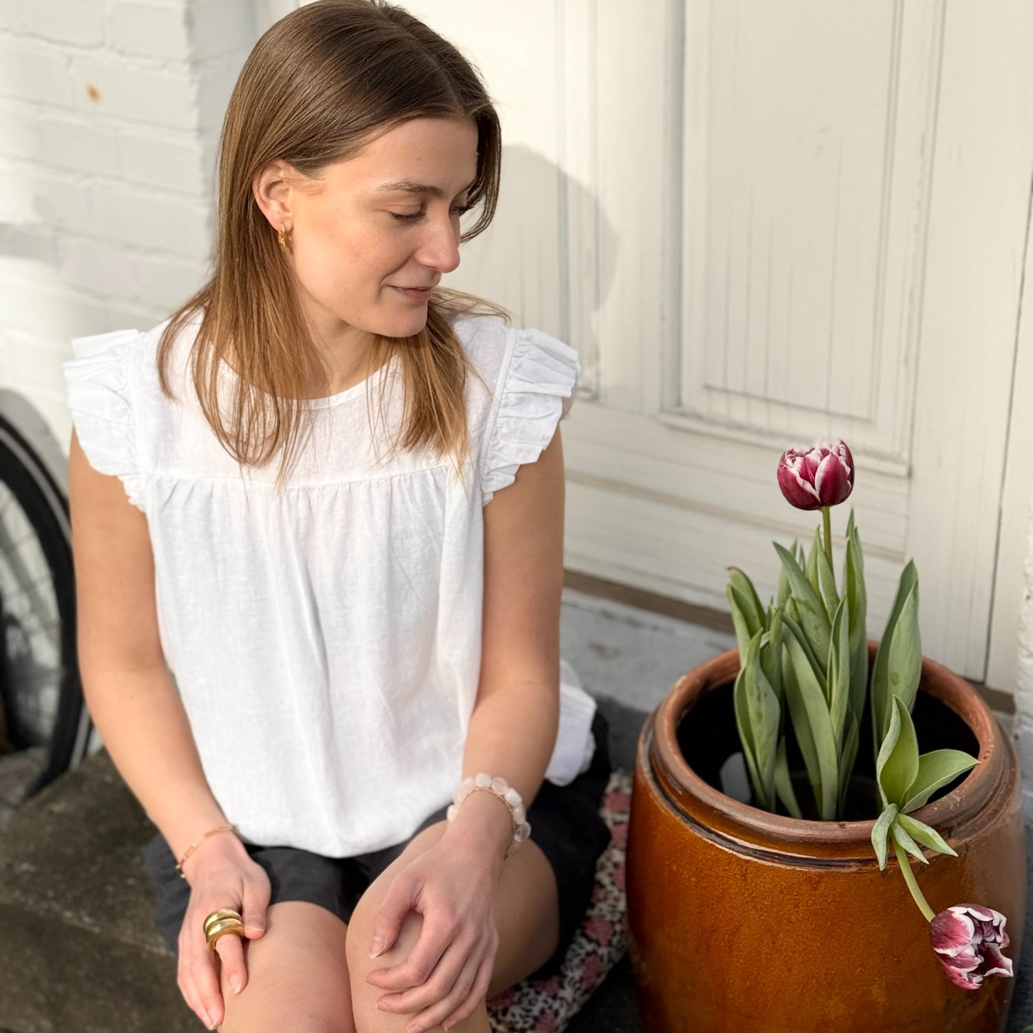Stockholm Top - Hør - Bright White