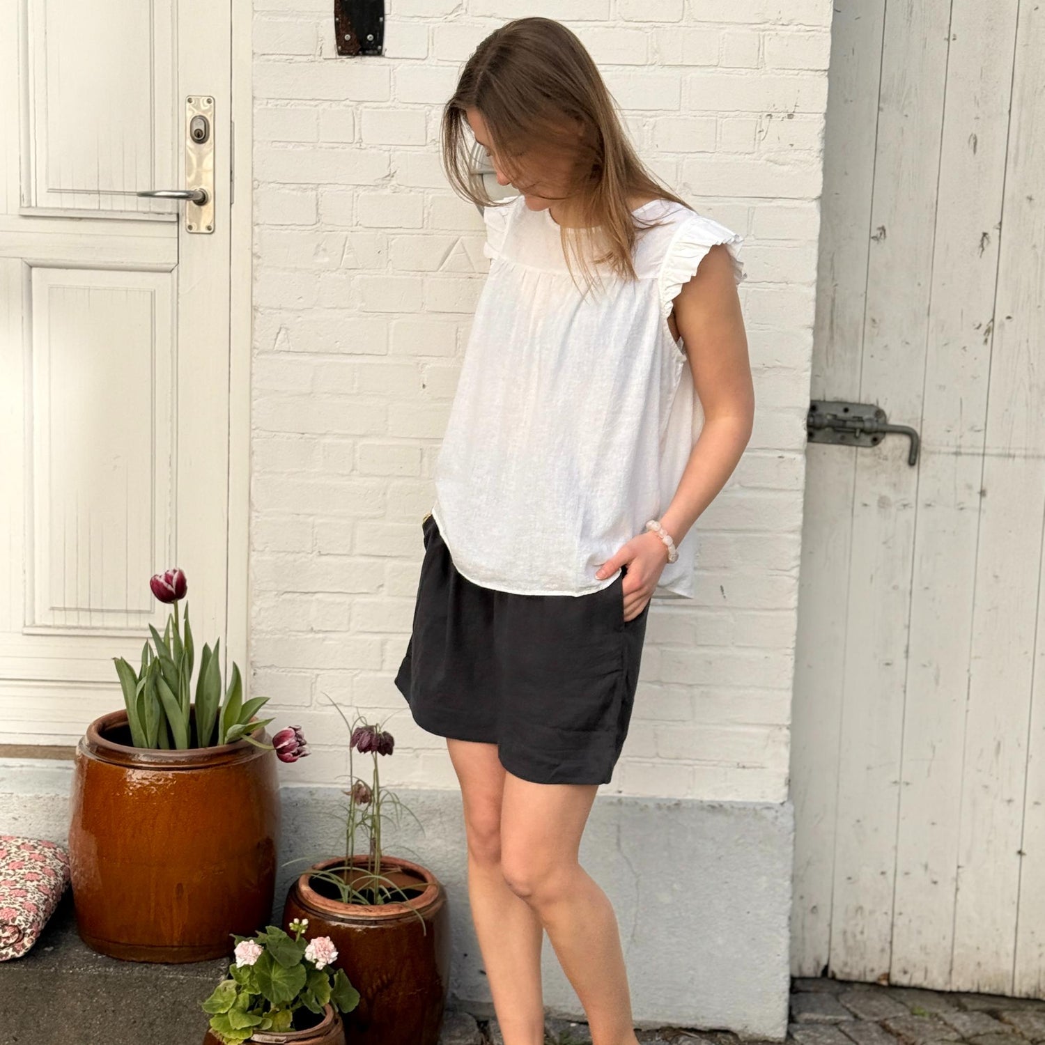 Stockholm Top - Hør - Bright White