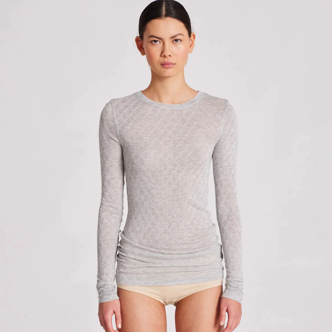 Fermi Bluse - Viskose/Silke - Light Grey Melange