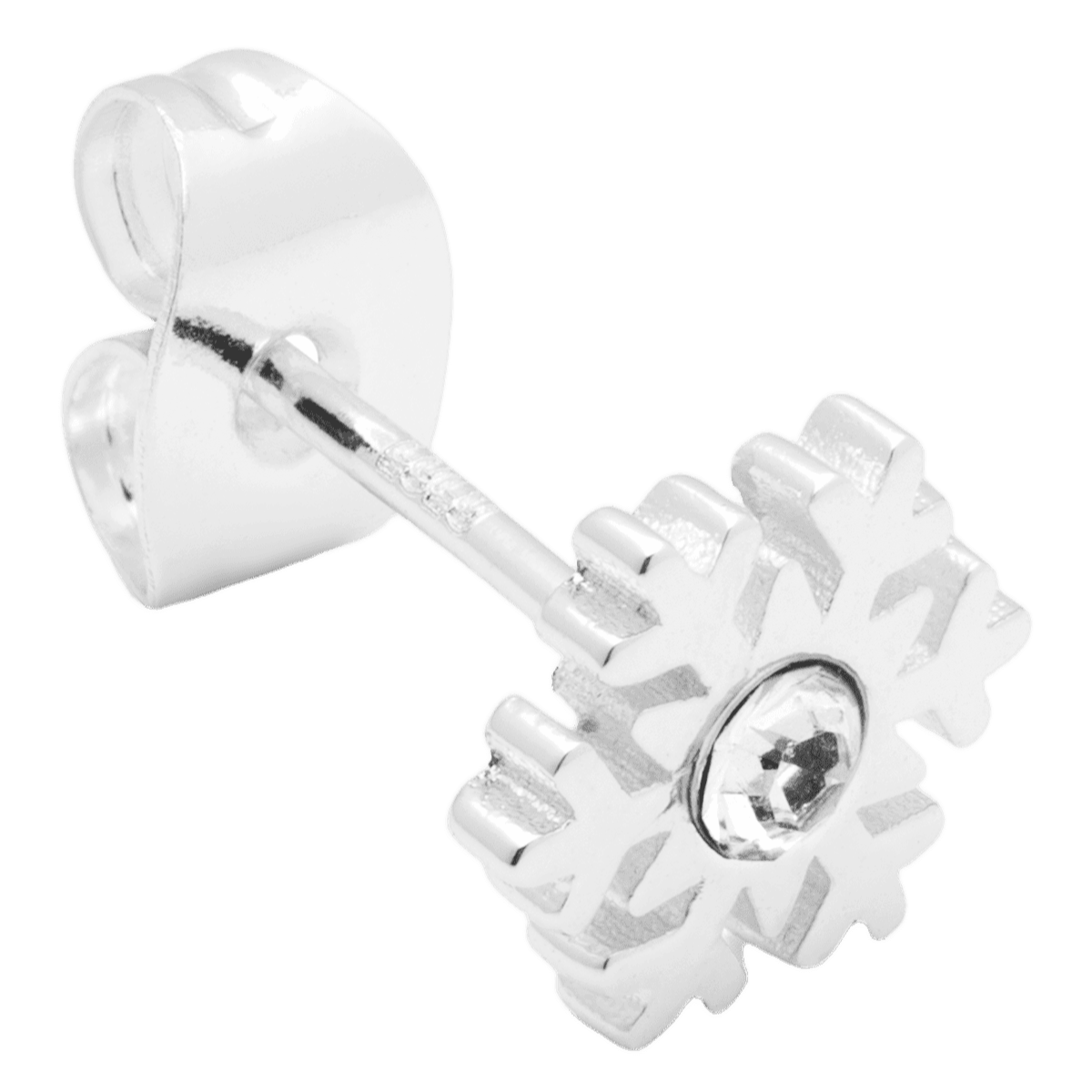 Sølv snefnug ørering med en krystal i midten fra lulu cph