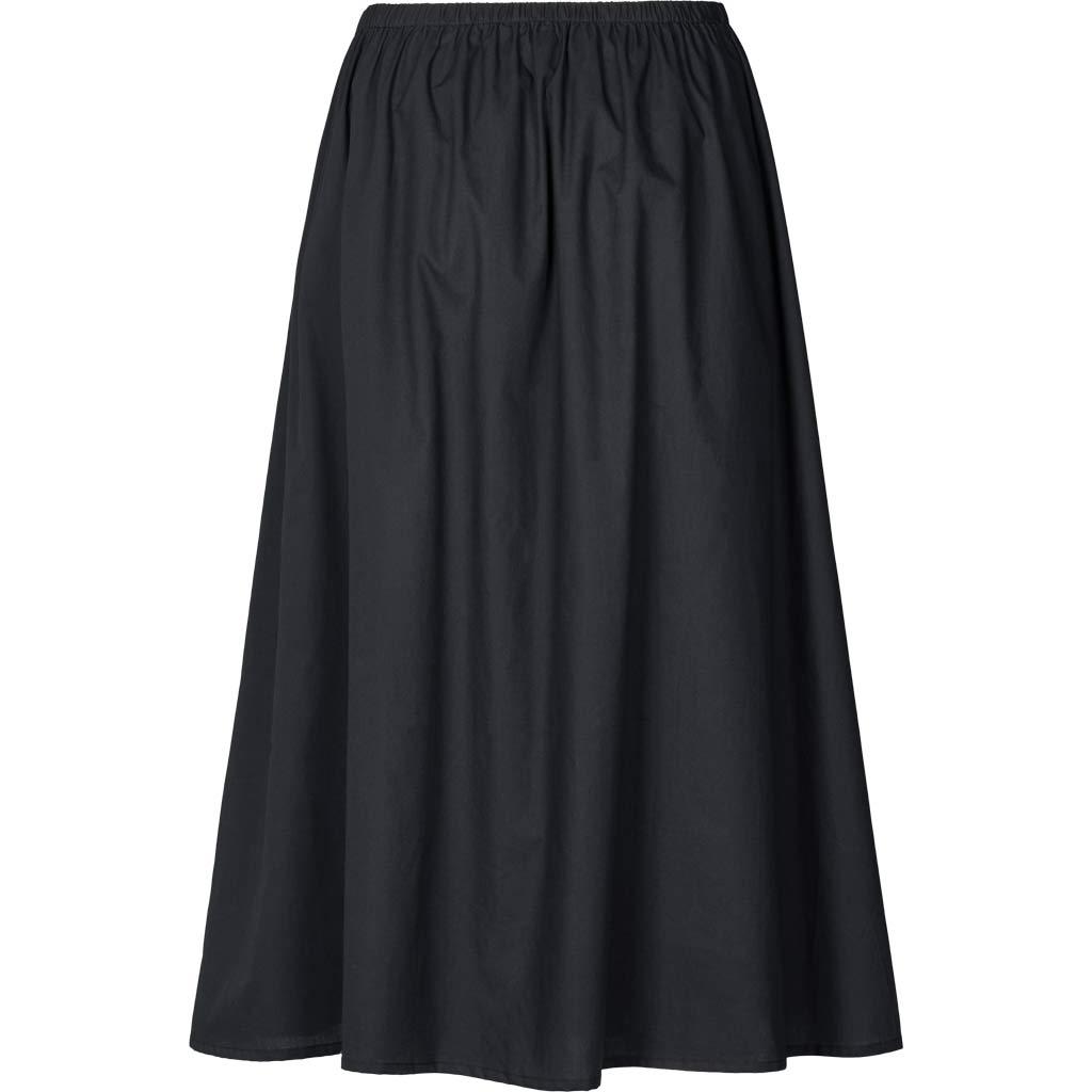 Petra er en lang nederdel, som er lavet af 100% økologisk bomuldspoplin. Nederdelen har let A-facon og beklædt elastik i taljen. Petra har en regulær og justerbar pasform.