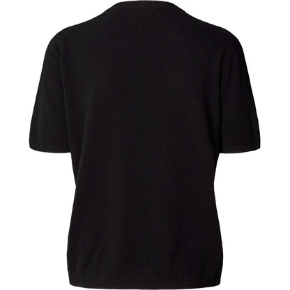 Ellia en sort kortærmet t-shirt strik bluse i cashmere. Blusen har rund hals og kortærmede ærmer. 