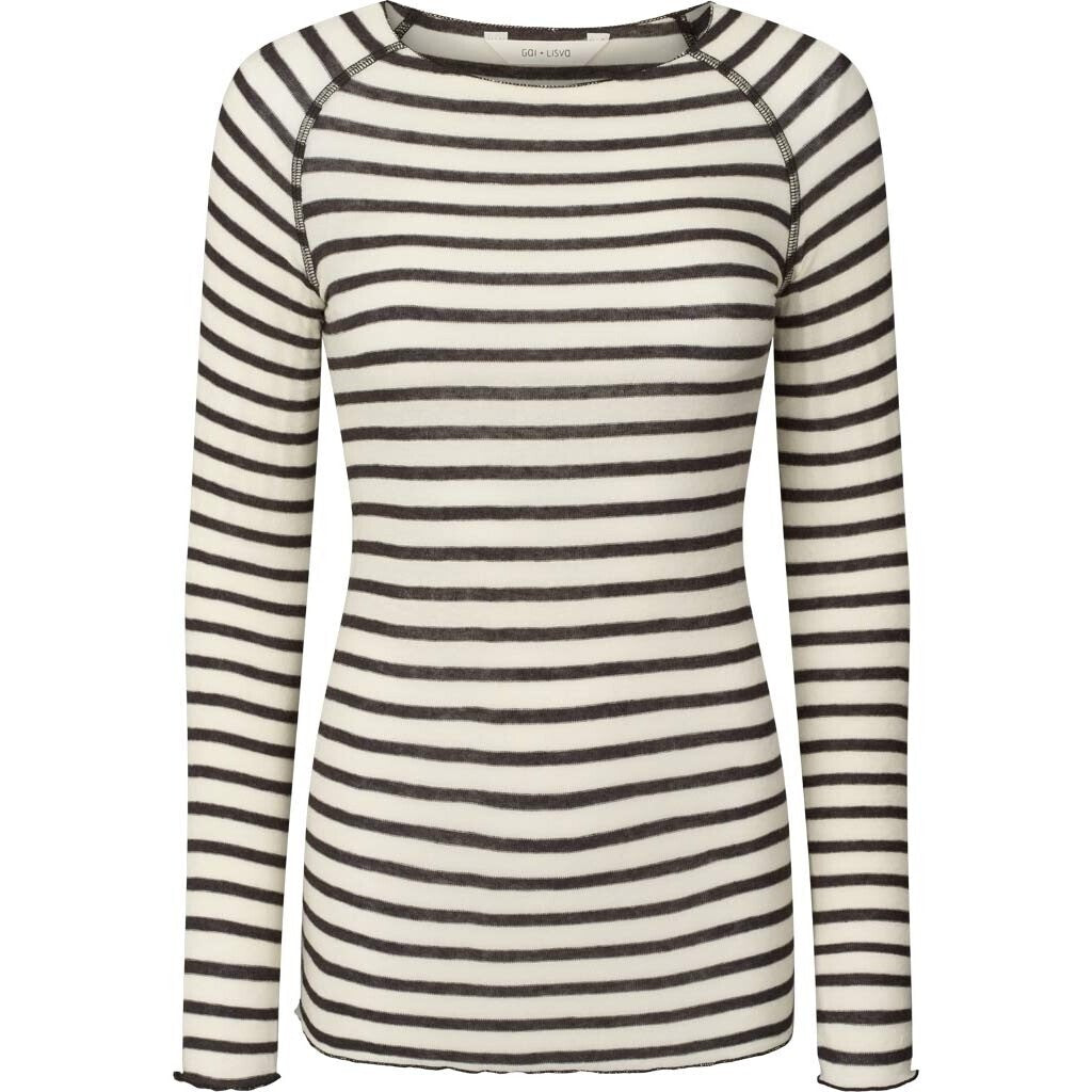 Amalie Bluse - Viskose/Uld - Reverse Dark Grey Stripe