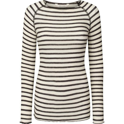 Amalie Bluse - Viskose/Uld - Reverse Dark Grey Stripe