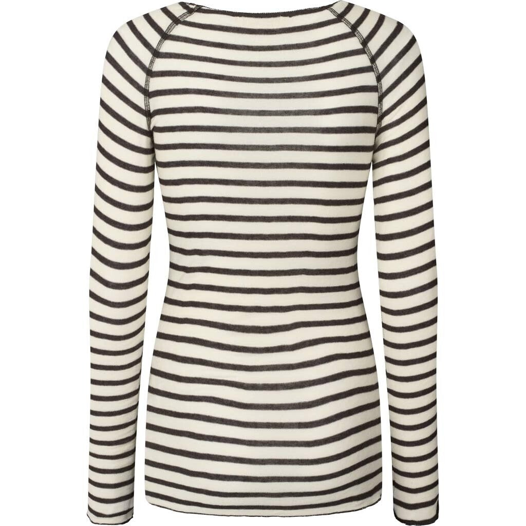 Amalie Bluse - Viskose/Uld - Reverse Dark Grey Stripe