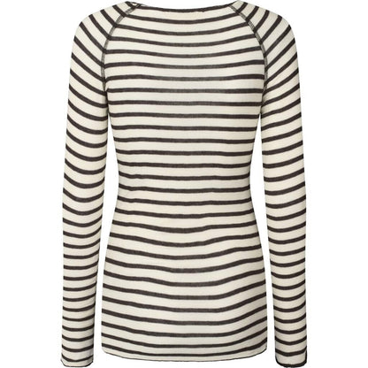 Amalie Bluse - Viskose/Uld - Reverse Dark Grey Stripe