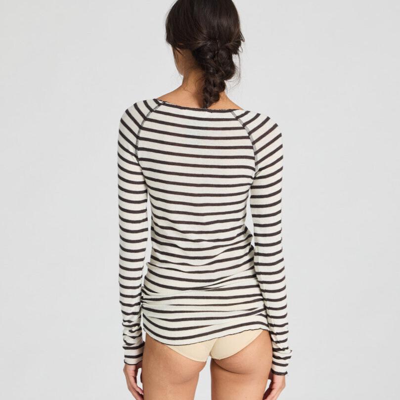 Amalie Bluse - Viskose/Uld - Reverse Dark Grey Stripe