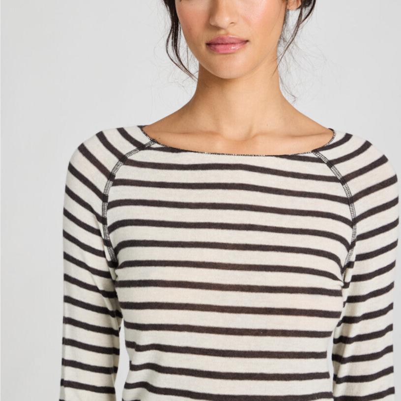 Amalie Bluse - Viskose/Uld - Reverse Dark Grey Stripe