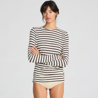 Thyra Bluse - Viskose/Uld - Reverse Dark Grey Stripe