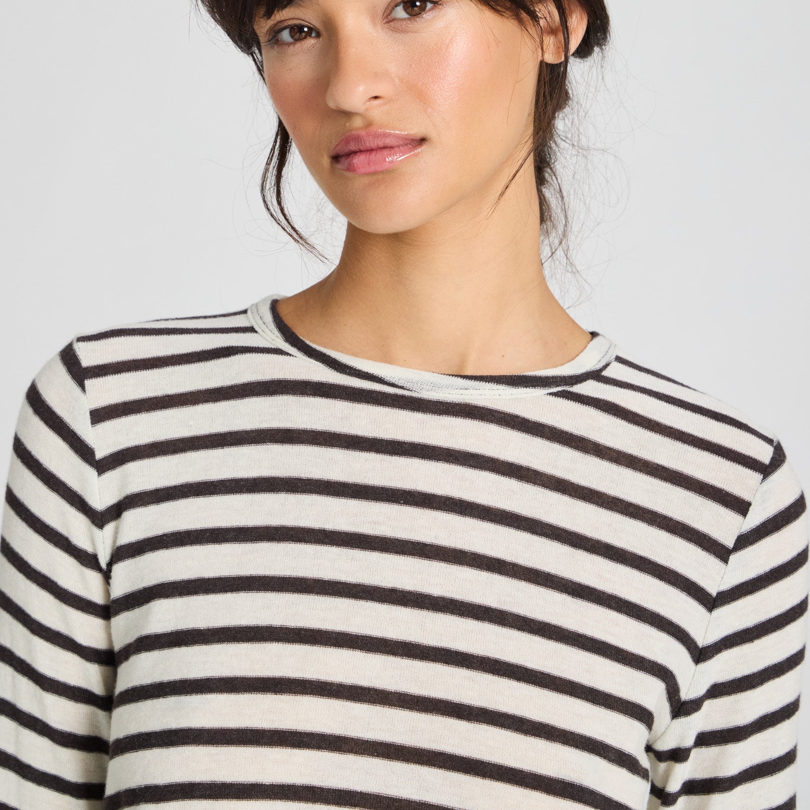 Thyra Bluse - Viskose/Uld - Reverse Dark Grey Stripe