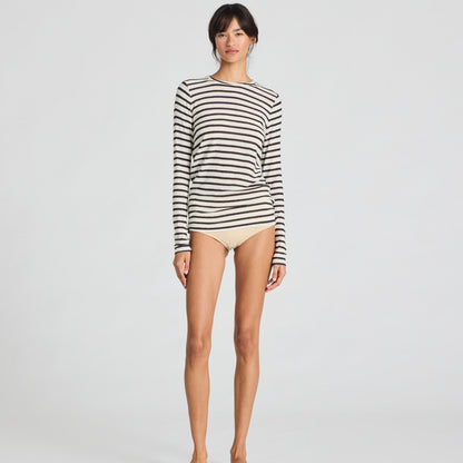 Thyra Bluse - Viskose/Uld - Reverse Dark Grey Stripe