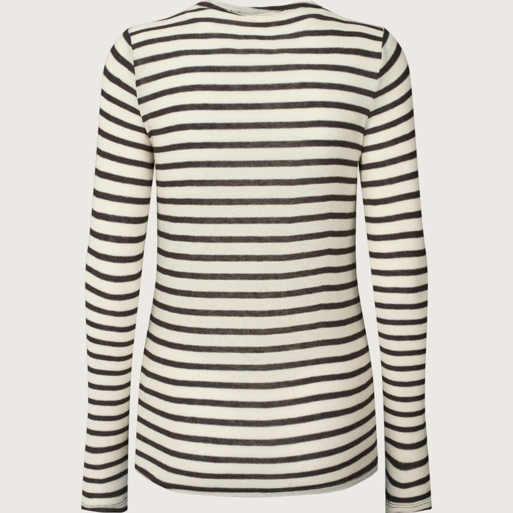 Thyra Bluse - Viskose/Uld - Reverse Dark Grey Stripe