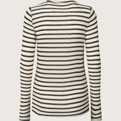 Thyra Bluse - Viskose/Uld - Reverse Dark Grey Stripe