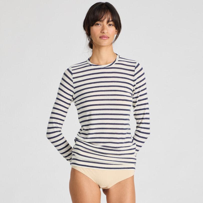 Thyra Bluse - Viskose/Uld - Reverse Denim Stripe