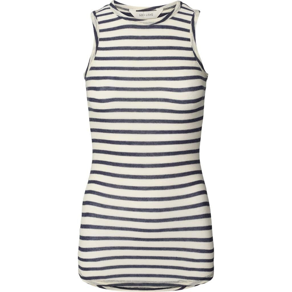 Alberte Top, Viskose/Uld - Reverse Denim Stripe