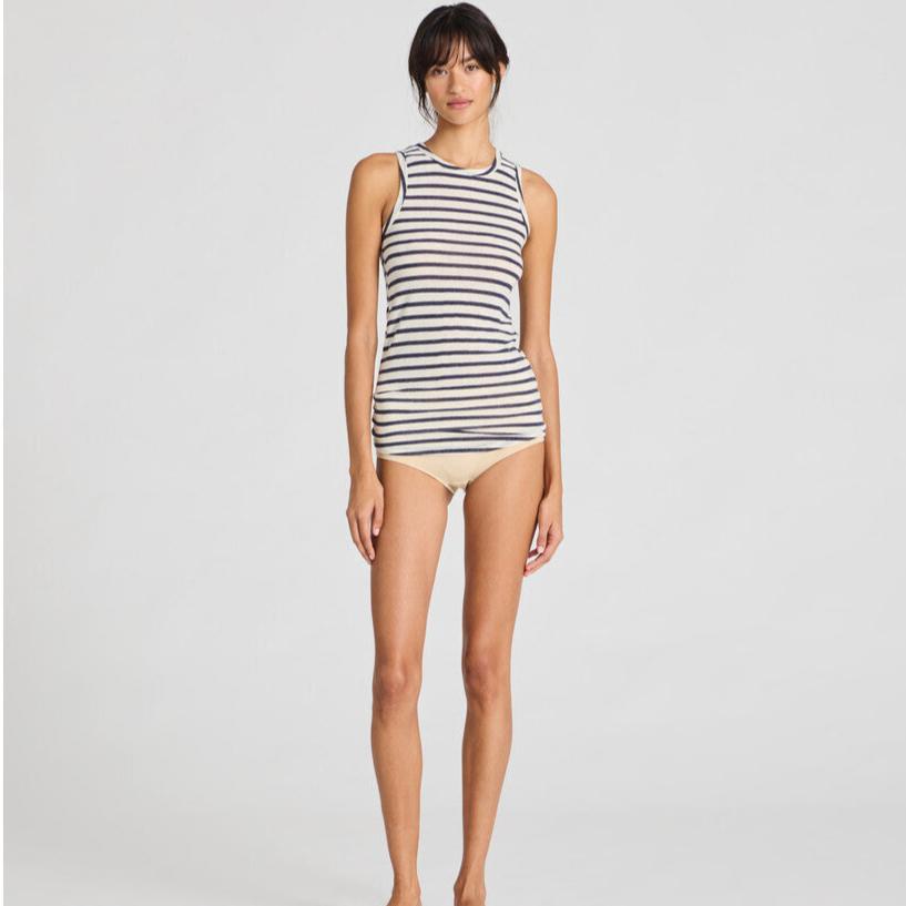 Alberte Top, Viskose/Uld - Reverse Denim Stripe