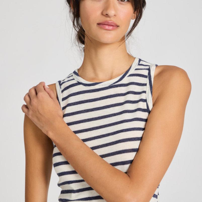 Alberte Top, Viskose/Uld - Reverse Denim Stripe