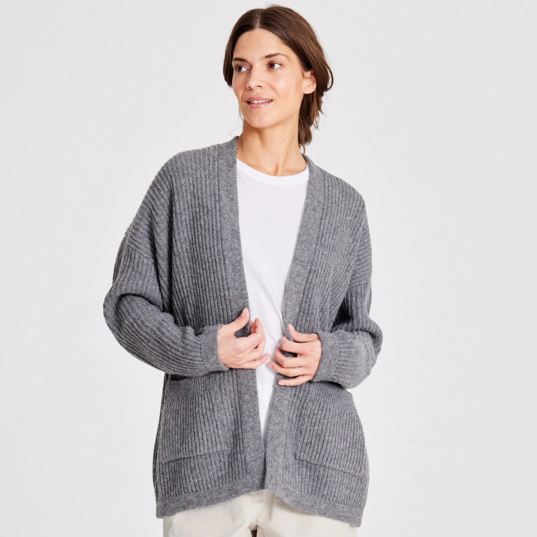 Mette Cardigan - 100% Lambswool - Grafiti Grey Melange