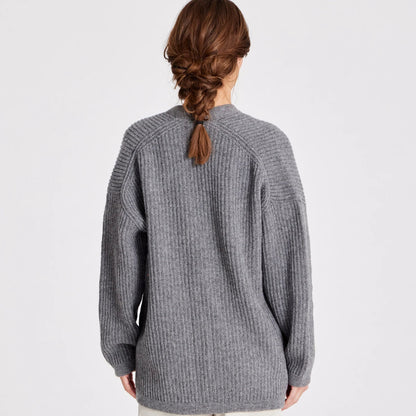 Mette Cardigan - 100% Lambswool - Grafiti Grey Melange