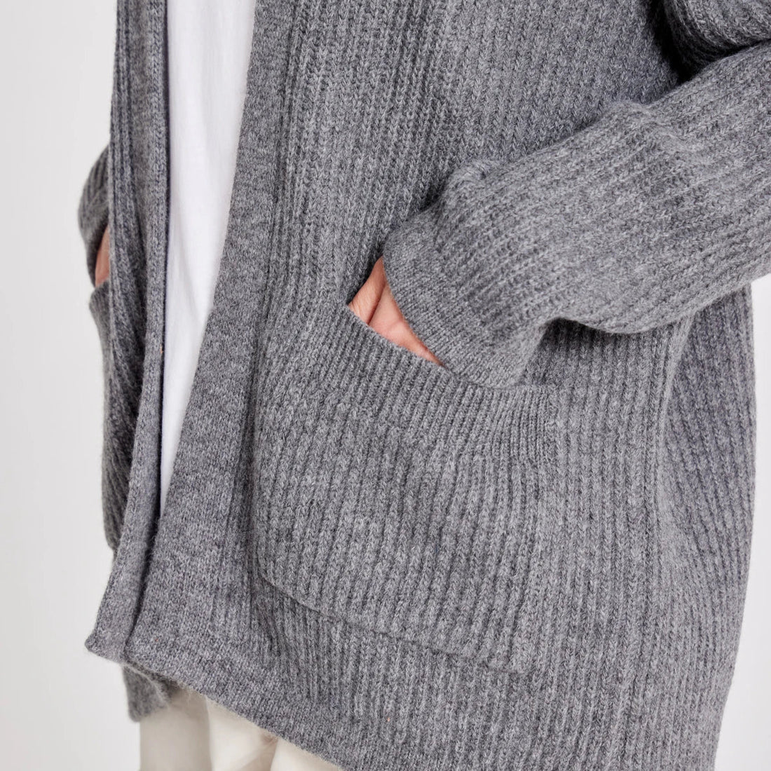 Mette Cardigan - 100% Lambswool - Grafiti Grey Melange