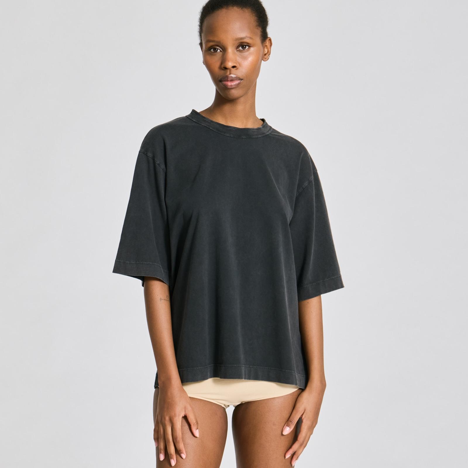 Maya T-shirt - 100% Øko Bomuld - Dark Grey Acid Wash