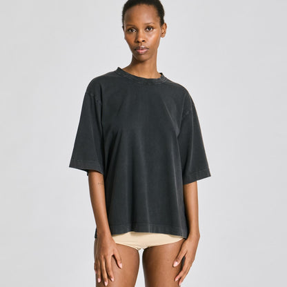 Maya T-shirt - 100% Øko Bomuld - Dark Grey Acid Wash