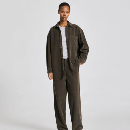 GAI+LISVA Else fløjlsskjorte i Black Olive