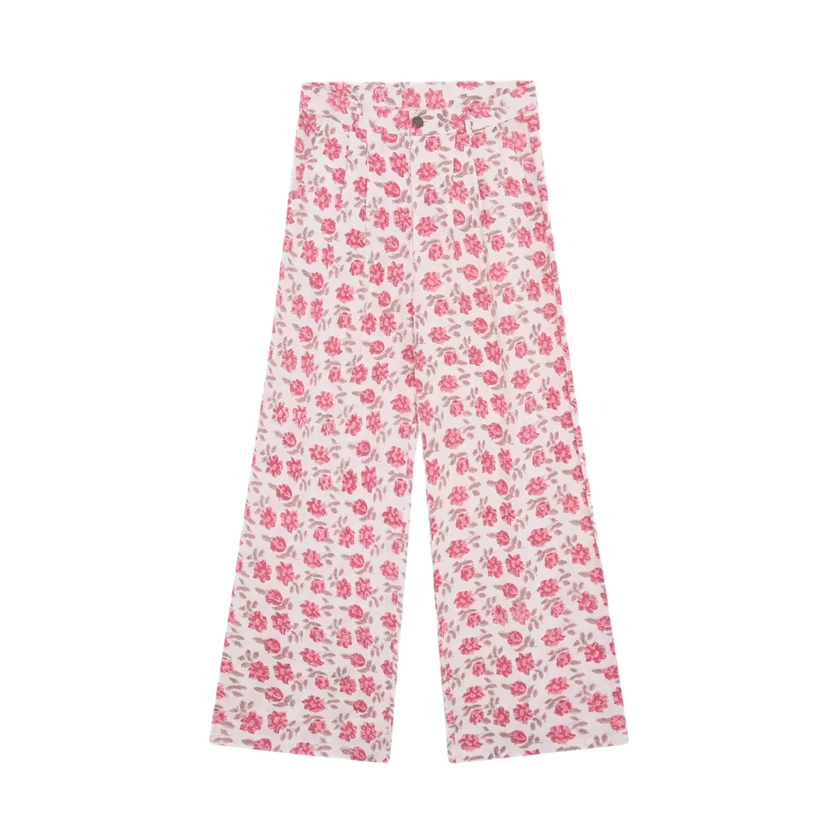 Maison Hotel brede bukser med rosa blomsterprint og løs pasform