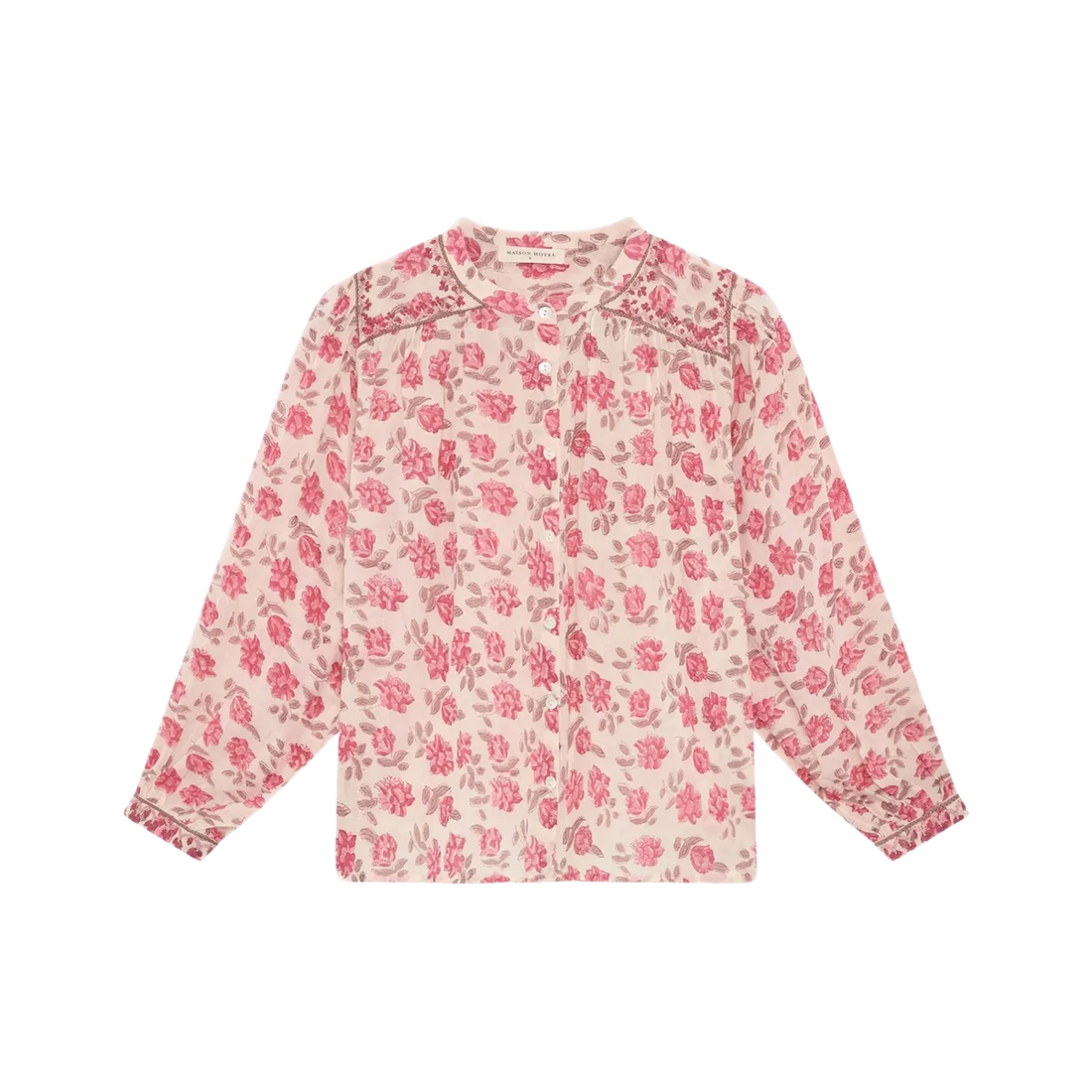 Maison Hotel bluse med rosa blomsterprint og løs boheme pasform