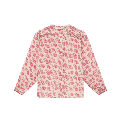 Maison Hotel bluse med rosa blomsterprint og løs boheme pasform