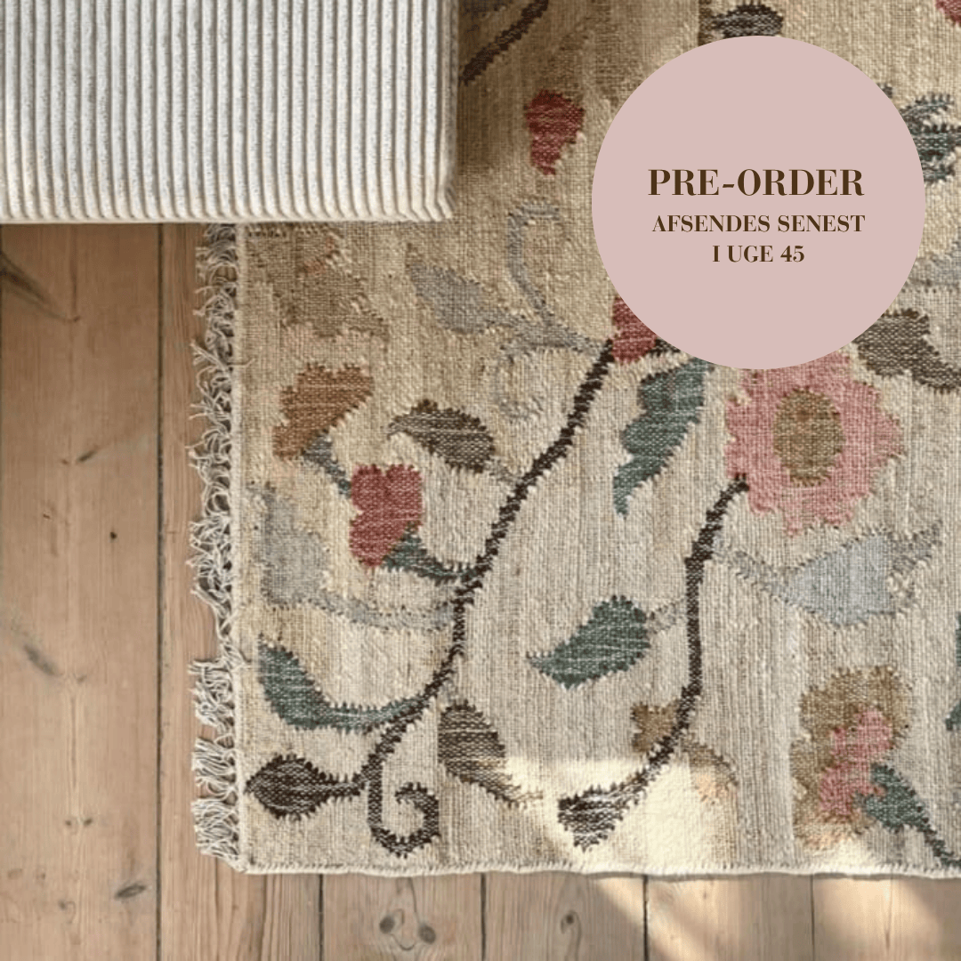 Flora - Jute Kelim Gulvtæppe - Natural/Rose/Pine