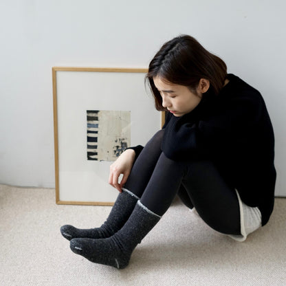 Strømper - Cotton Wool Pile - Charcoal (HK0109)