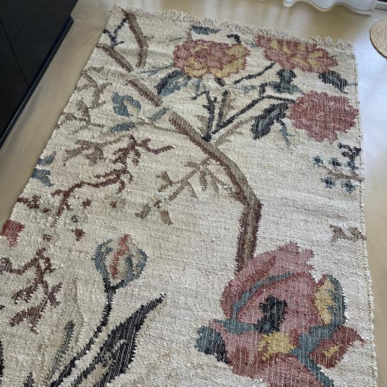 Jou Kelim Gulvtæppe - Jute/Bomuld - Flower