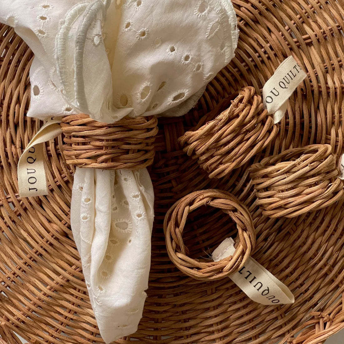 Jou 4 stk. Rattan Servietringe