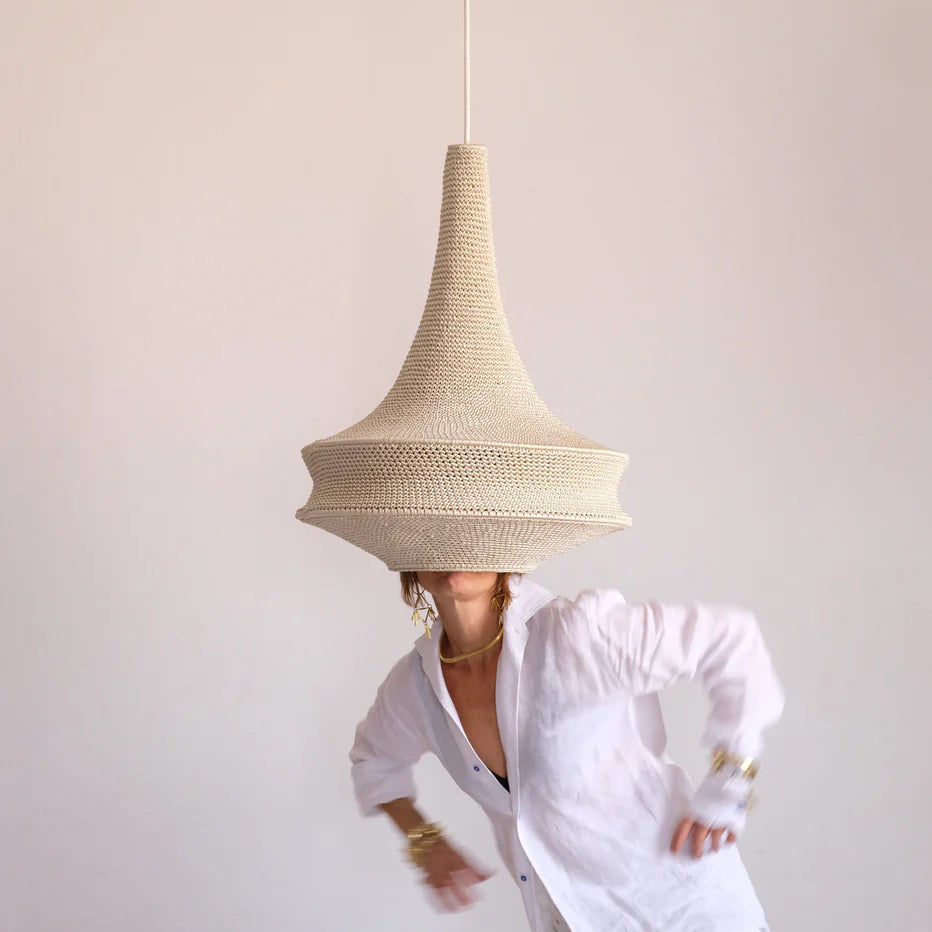 Large Joosh Hæklet Loftslampe - Beige