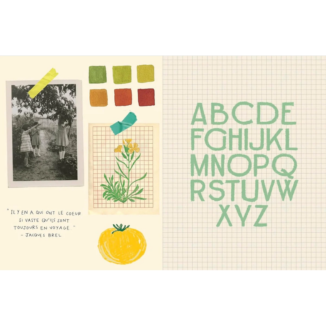 Fransk sticker book med botaniske og naturinspirerede klistermærker