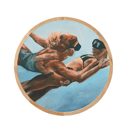 Rund Kunsttryk m. Ramme - Ocean Blue