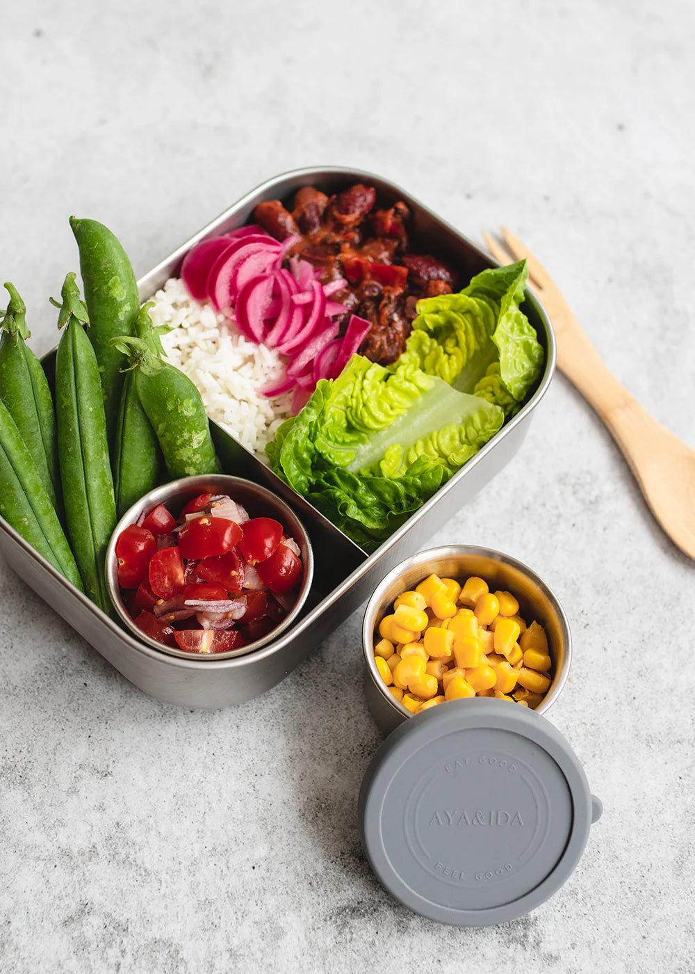 Madkasse - Rustfrit stål - Dark Grey