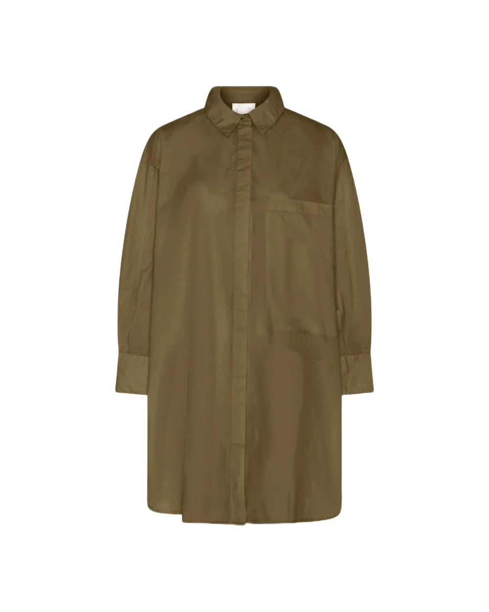 Lyon lang skjorte i farven Millitary Olive fra Frau. 