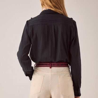 Maison Hotel Javiera skjorte med broderet frontpanel og klassisk silhuet