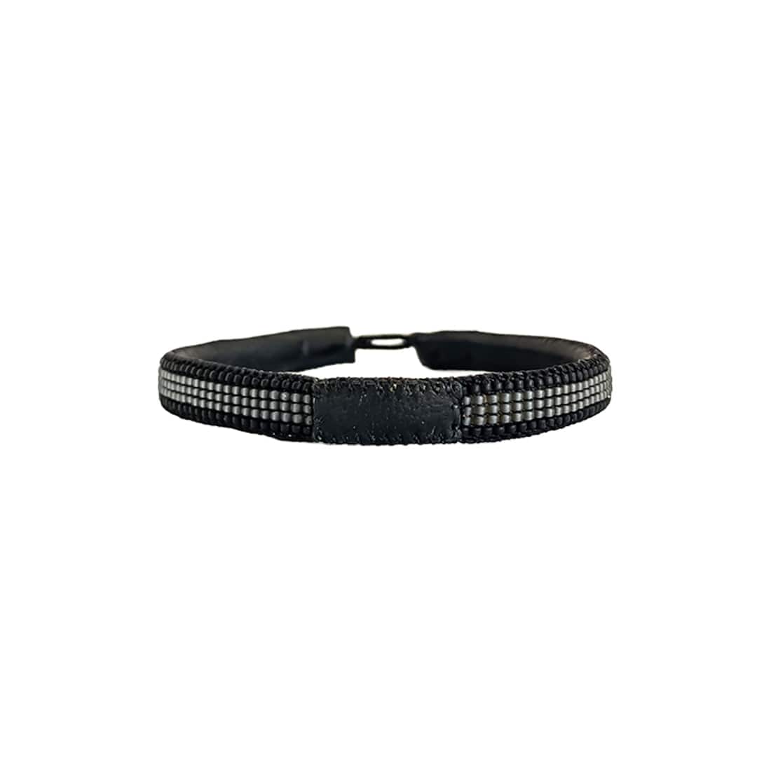 Men Stripe Perlearmbånd - Black/Grey (MC04)