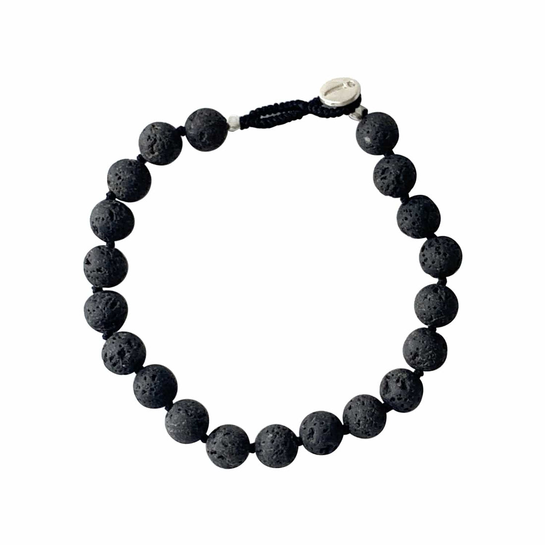 Men Round Perlearmbånd - Black Lava (MF03)