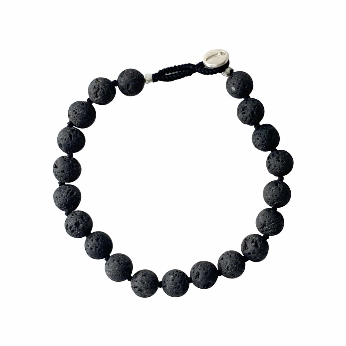 Men Round Perlearmbånd - Black Lava (MF03)