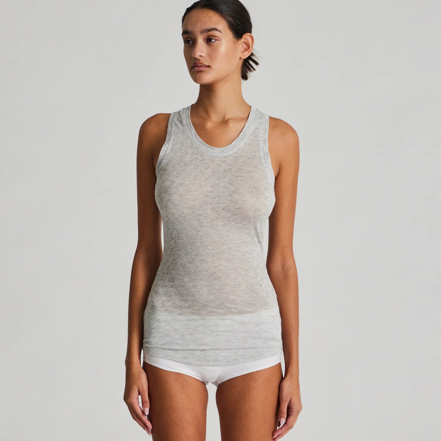 Nellie Top - Øko Bomuld - Light Grey Melange