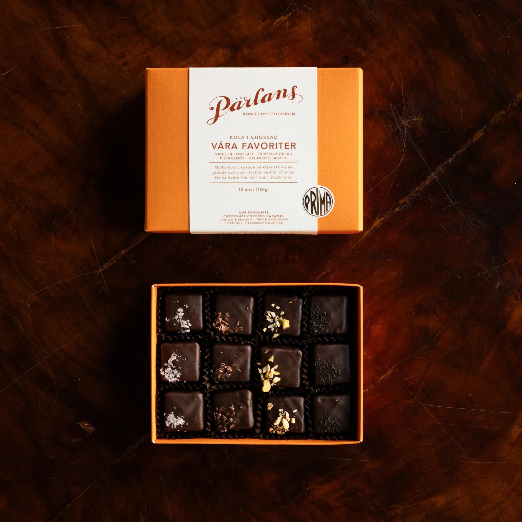 Våre Favoriter Chokolade Overtrukket Karameller - 12 stk.