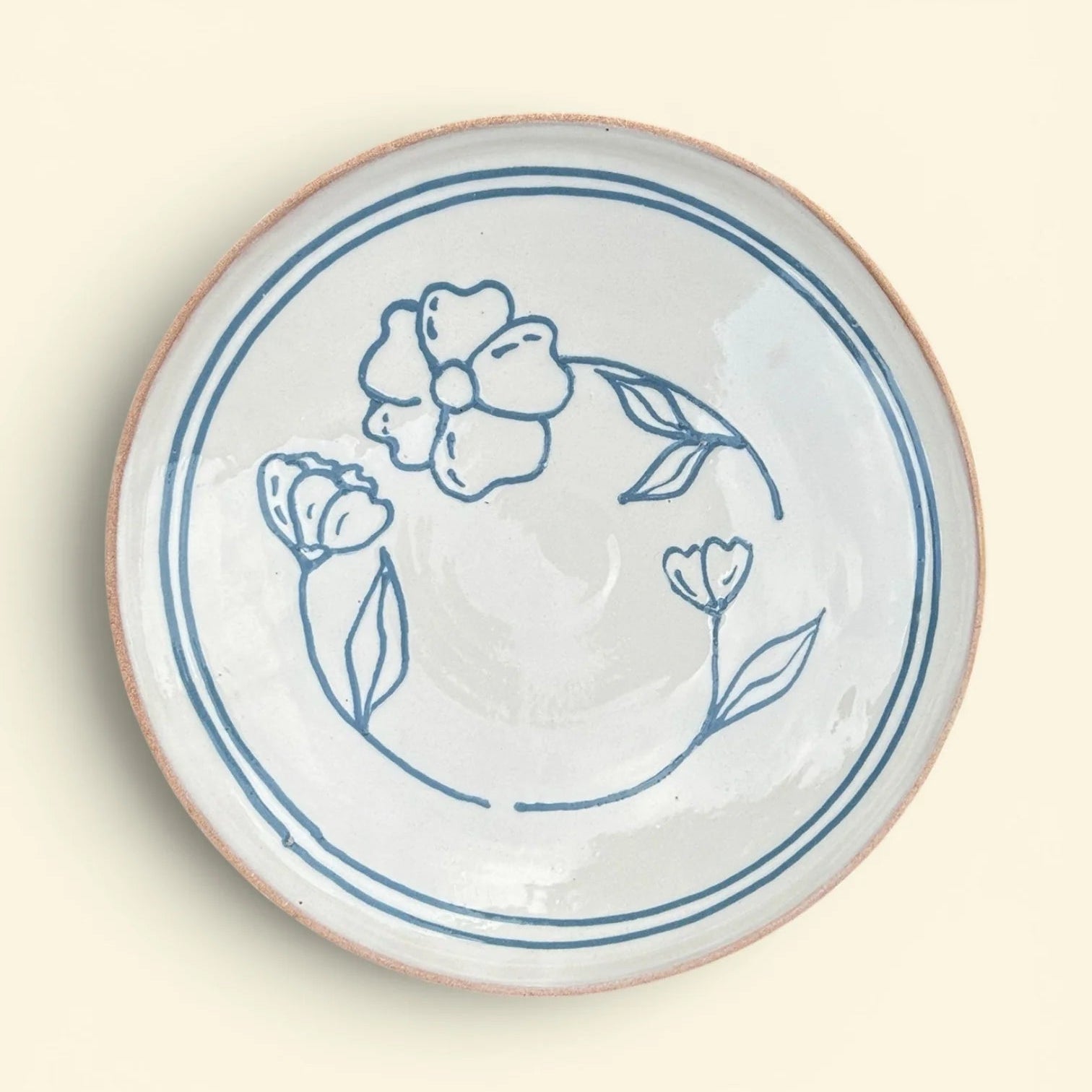 Rumænsk Tallerken - Simone Double Flower Light Blue