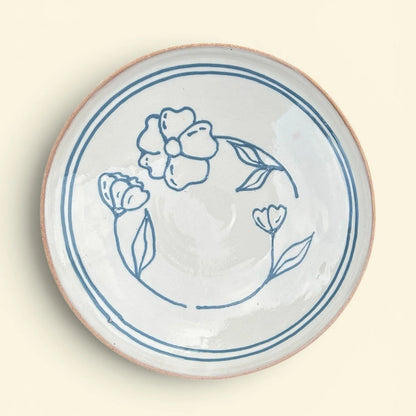 Rumænsk Tallerken - Simone Double Flower Light Blue