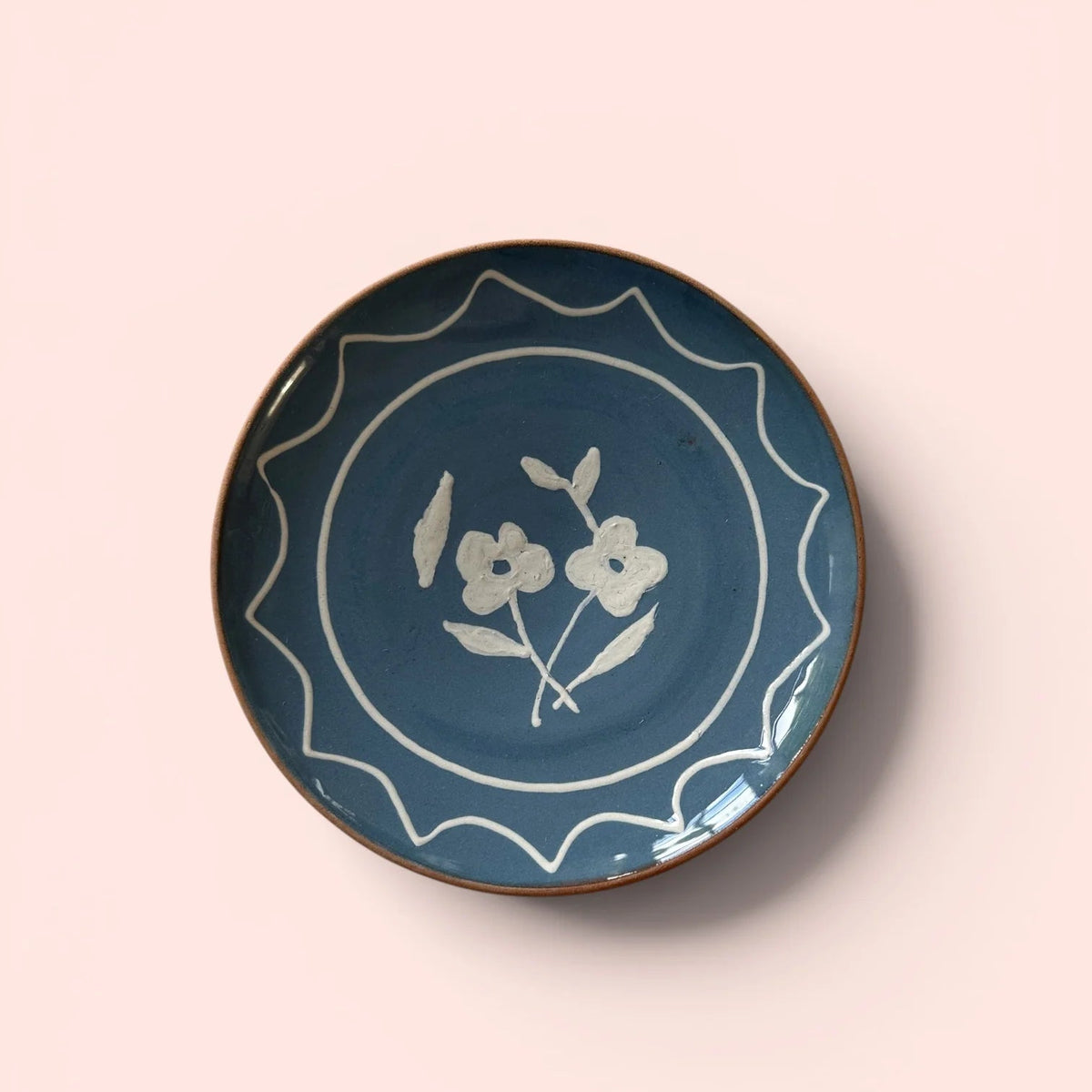 Rumænsk Tallerken - Flower Deco Blue