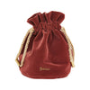 Lille fin og rund makeup taske, som er formet som en pose. Den har en rosa farve